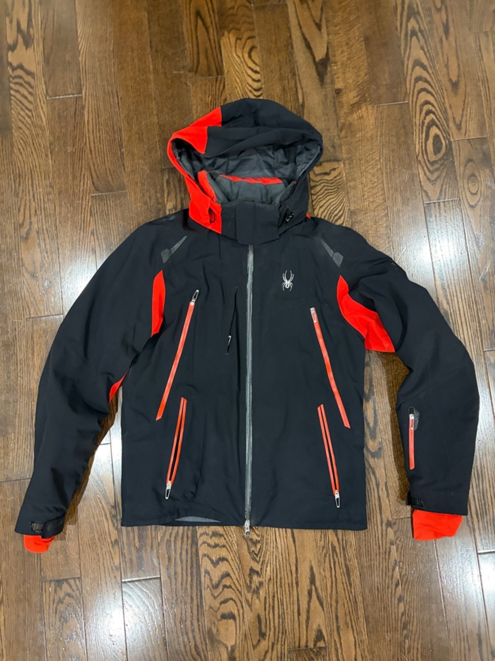 Spyder Black and Red Men’s Hooded Ski Jacket